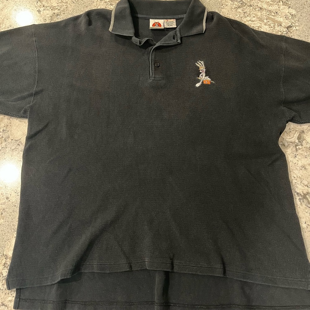 Vintage 2000 Bug Bunny Looney Tunes Black Polo Shirt